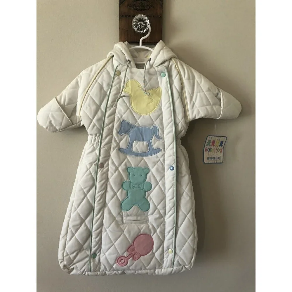 New Old Stock Vintage London Fog Baby Fog Size 0-6M Bunting Snowsuit Appliqued